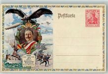 25 jähriges Regierungsjubiläum Kaiser Wilhelm II. Zeppelin Adler Soldaten Dampfer Wappen Privatganzsache