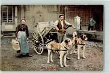 Transport von Milch Beruf Hundekarren