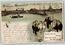 78462 W7750 Konstanz 1903 Lithographie Hafen Dampfer Froschchor
