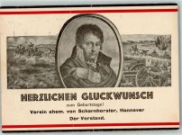 W3000 Hannover Glückwunsch z. Geburtstag Verein ehem. von Scharnhorster Schwarz-Weiß-Rot 1935