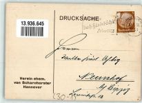 W3000 Hannover Glückwunsch z. Geburtstag Verein ehem. von Scharnhorster Schwarz-Weiß-Rot 1935