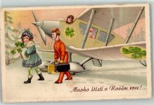 Neujahr Kinder Kofferträger Glückwunsch Flugzeug 1941