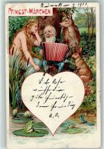 Pfingsten Zwerg Jagdtiere Frosch Liebelle Märchen Nixe Lithographie