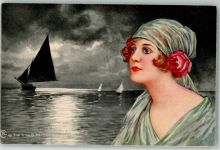Serie 1742-1 Frau wartet auf ein Schiff Colombo
