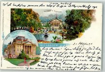 65183 W6200 Wiesbaden 1904 Lithographie Kurhaus und Park Schauspielhaus