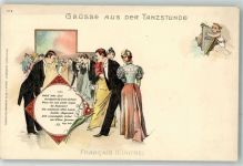 O7000 Leipzig Werbung A. Marquardt Serie Nr. 5 Francais Tanzstunde Lithographie / Künstlerkarte