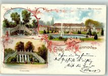 30159 W3000 Hannover 1899 Lithographie Grotte Cascade Schloss i. Herrenhausen