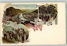 56130 W5427 Bad Ems Lithographie Trinkhalle Reiter Lahn