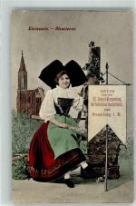 67000 Strasbourg Straßburg 1905 Gebrauchsspuren 52. General Versammlung der Katholiken Deutschlands 1905 Tracht Elsässerin Alsacienne