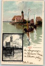 88142 W8992 Wasserburg Bodensee 1898 Lithographie sign. Biese C. Schloss Montfort