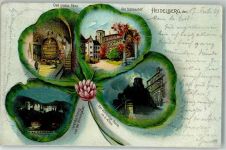 69115 W6900 Heidelberg , Neckar 1899 Lithographie Das gr. Fass Schlosshof Achteckiger Turm