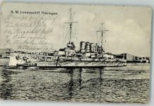 W2940 Wilhelmshaven S,M. Linienschiff Thüringen Dampfpinasse Technik: Rückseite Ort lt. Stempel Marine WK I 1914