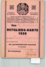 W8120 Weilheim i. OB Bayern Schützenverband Mitglieds-Karte 1929 keine AK Schützenverein Gebrauchsspuren