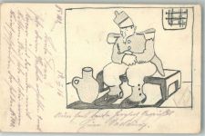 Soldat im Gefängnis Handgemalt 1916
