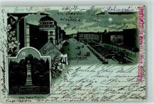 68159 W6800 Mannheim 1898 Lithographie / Mondschein Jean Becker Denkmal Bahnhofplatz
