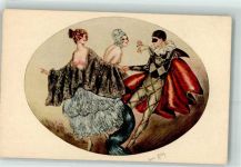 sign. Jean Gilles - Maskenball Erotik Italien Gravure 1961 AK Künstler