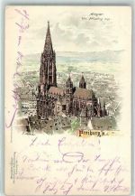 W7800 Freiburg im Breisgau sign. C.Liebich Münster Elchlepp 1898 Lithographie / Künstlerkarte