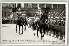 Adel Prinz Leopold v. Bayern in Warschau an einer Ehrenkompanie vorbeireitend K 303 Imberg & Lefson Deutsches Heer WK I