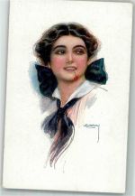 Verlag Erkal Serie 333/3 Frau mit Kirschen im Mund Usabal, L. Künstlerkarte