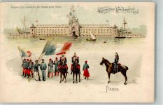 75000 Paris 1900 Lithographie Kaserne Ausstellung 1900