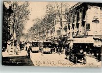 06000 Nice Nizza 1903 Foto AK Litfaßsäule Geschäft Straßenbahn Avenue de la gare