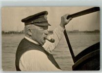 W2850 Geestemünde Skipper mit Pfeife auf See Ort lt. Stempel Pfeife 1931 Privatfoto AK