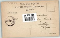 Barcelona 1913 Foto AK Denkmal a Colon Straßenbahn Marke Bildseitig