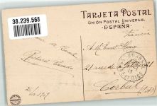 Barcelona 1909 Foto AK Denkmal Colon Marke bildseitig