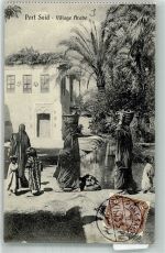 Port Said Foto AK Tracht Dorfszene Marke bildseitig