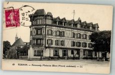 27200 Vernon 1935 Foto AK Hotel Normandy Plaisance Marke bildseitig