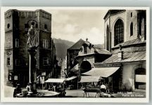 6060 Hall in Tirol - Marktszene Denkmal Brunnen Kirche Partie am Graben