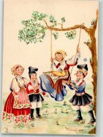 08100 Nuoro Lithographie Tracht Kinder Schaukel Sardinien
