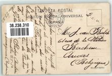 Barcelona 1913 Foto AK Denkmal Plaza de Palacio Marke Bildseitig
