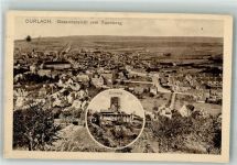 76131 W7500 Durlach 1931 - Panorama des Ortes mit dem Turmberg