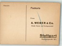 70173 W7000 Stuttgart - Firma A. Weber u. Co Graph. Kunst- u. Verlagsanstalt