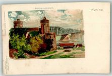W6500 Mainz a Rhein Eisenbahnbrücke Münch, C. Lithographie