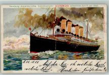 sign. Linde, Wladimir Schnelldampfer der Hamburg-Amerika-Linie Künstlerkarte Mittelbug Dampfer Deutschland 1901 Gebrauchsspuren