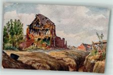 80700 Beuvraignes 1916 Lithographie / Künstlerkarte Feldpost WK I III.Bayer.Inf. Div.