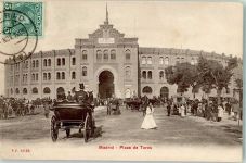 Madrid 1908 Foto AK Plaza de Toros Marke bildseitig