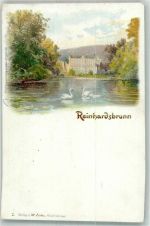99894 O5804 Reinhardsbrunn Lithographie Schwäne