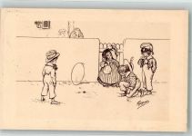 sign. Fififred Kinder beim Spiel auf der Straße Künstler 1910 Künstlerkarte