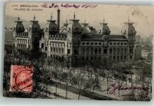 Barcelona 1908 Foto AK Justizpalast Marke bildseitig