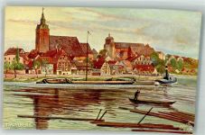 39539 O3530 Havelberg Künstlerkarte Dom St. Laurentiuskirche Ruderboot Oilette