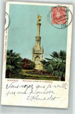 Madrid 1904 Foto AK Denkmal Colon en la Castellana Marke bildseitig