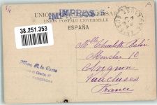 Barcelona 1909 Foto AK Kirche Portal Marke bildseitig