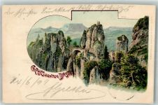 01824 O8324 Rathen Kurort , Sachs 1899 Lithographie Bastei
