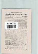 Zieleinlauf 400n Männer Olympiade 1936 Sammelbild Band II Gr.61 AKU2 Olympiade 1936