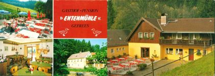 95482 W8586 Gefrees KEINE AK Gasthaus-Pension "Entenmühle", 2-fach Klappkarte, mit Kurzinfos