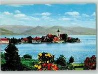 88142 W8992 Wasserburg (Bodensee) - Blick vom Malerwinkel auf die Halbinsel mit österr. Alpenkette