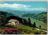 6272 Kaltenbach - Alpengasthaus Kaltenbacher Skihütte Blick ins Zillertal und Inntal mit Rofangebirge Hüttenstempel